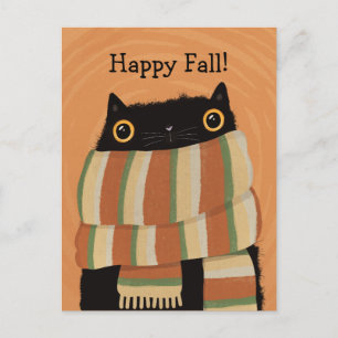 Carte Postale Halloween Chat Noir Saison Automne Heureux Hallowe