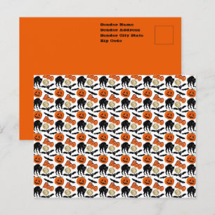 Carte Postale Halloween Chats Chat Citrouille Et Lune Dessin