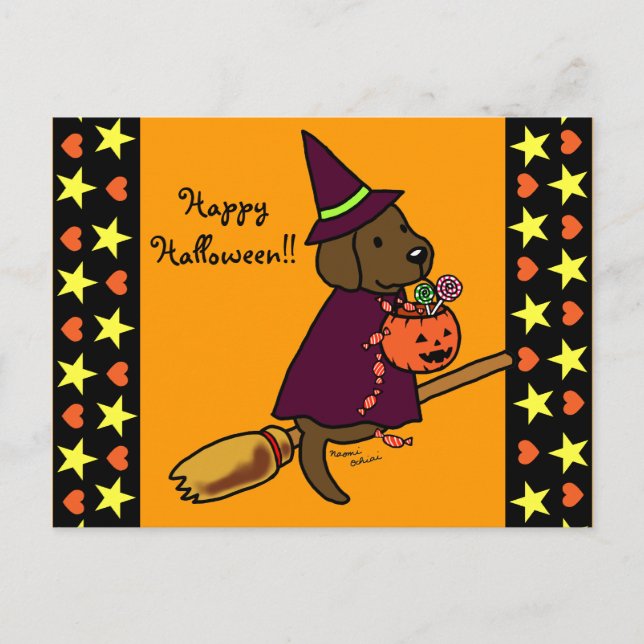 Carte Postale Halloween Chocolat Labrador Carton 1 (Devant)