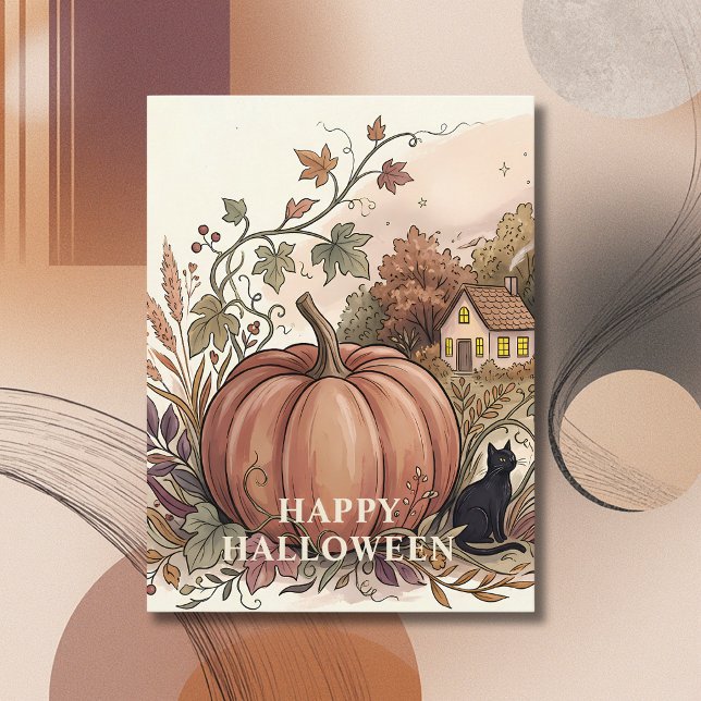 Carte Postale Halloween Citrouille Automne Cosy (Créateur téléchargé)