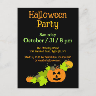 Carte Postale Halloween Citrouille Caresser Black Orange Green P