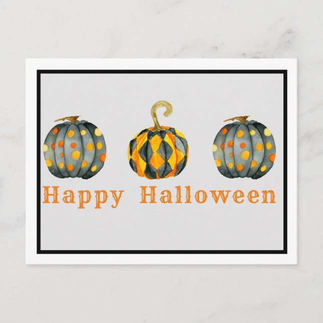 Carte Postale Halloween Citrouille décoré personnalisable (Devant)
