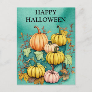 Carte Postale Halloween Citrouille effrayant Automne