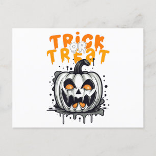 Carte Postale Halloween Citrouille éffrayant Design Tri ou trait