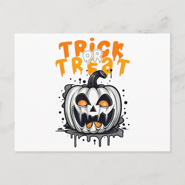 Carte Postale Halloween Citrouille éffrayant Design Tri ou trait (Devant)