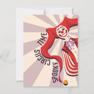 Carte Postale Halloween Clown Éffrayant rétro Colorful Funny Cir