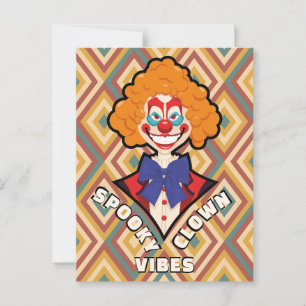 Carte Postale Halloween Clown Éffrayant Retro Déplaisant Coloré