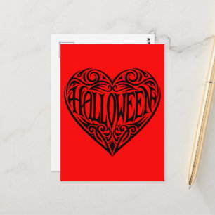 Carte Postale Halloween cœur, Cœur noir, Vacances