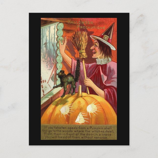 Carte Postale Halloween Comment se débarrasser des sorcières Vin (Devant)