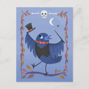 Carte Postale Halloween Corbeau Corbeau Lune Magie