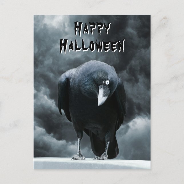 Carte Postale Halloween corbeau noir (Devant)
