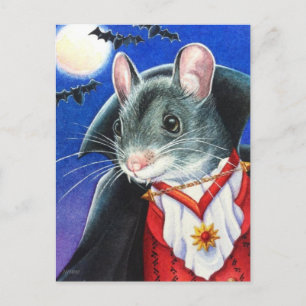 Carte Postale Halloween Costume Vampire Souris aquarelle Art