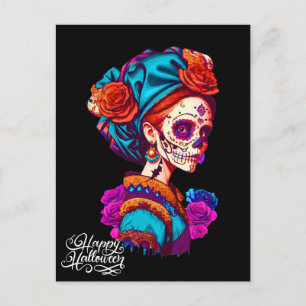 Carte Postale Halloween crâne de sucre, Dia de los Muertos