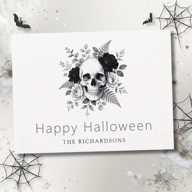 Carte Postale Halloween Crâne Gothique Élégant (Créateur téléchargé)