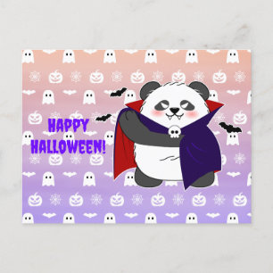 Carte Postale Halloween Cute Baby Panda Dracula Vampire