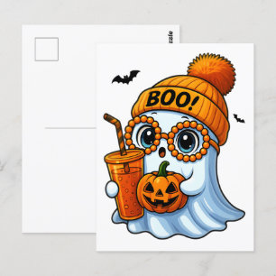 Carte Postale Halloween Cute Boujee Ghost   Éffrayant Chic Aesth
