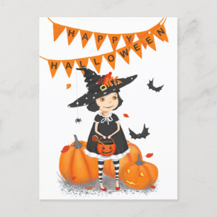 Carte postale Halloween Cute Little Witch