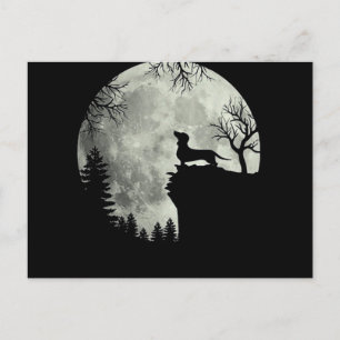 Carte Postale Halloween Dachshund Et Lune