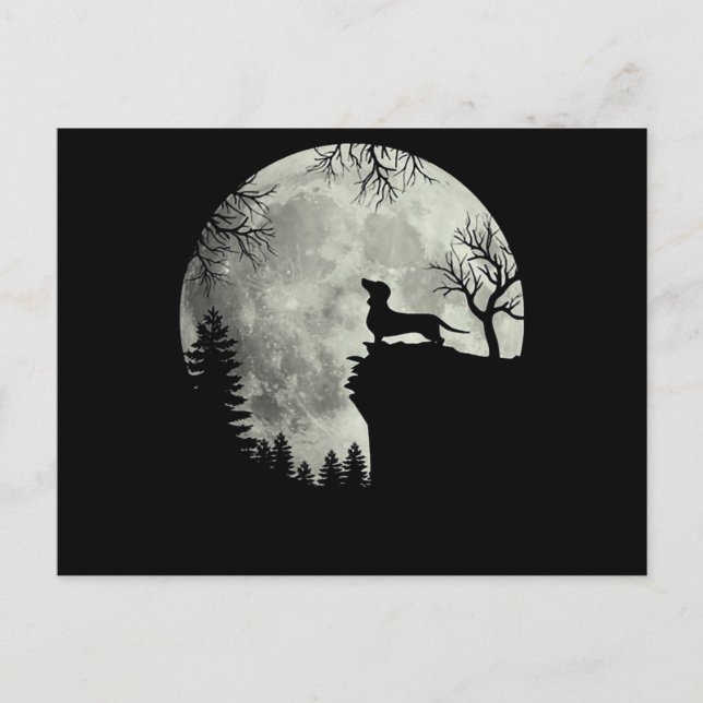 Carte Postale Halloween Dachshund Et Lune (Devant)