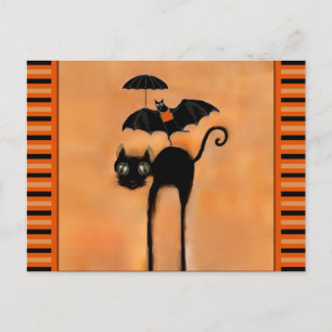 Carte Postale Halloween de chat noir