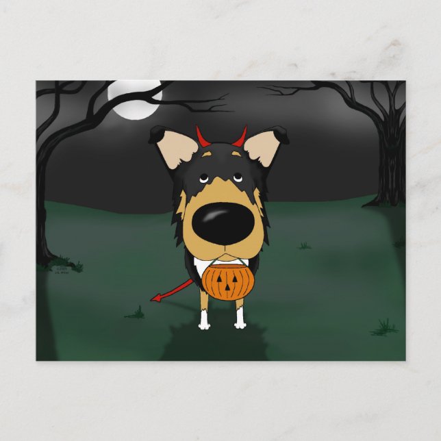 Carte Postale Halloween de Collie lisse (Devant)