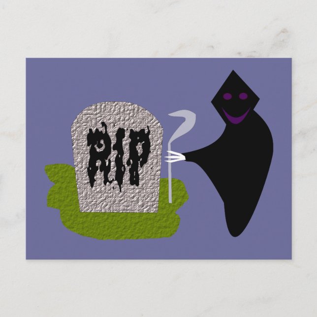 Carte postale Halloween de la mort dans le cimetiè (Devant)