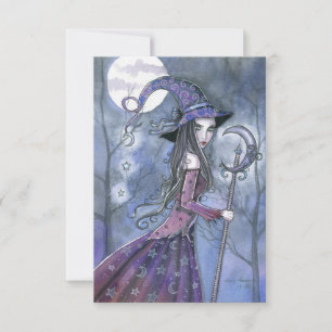 Carte postale Halloween de la sorcière améthyste