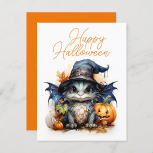 Carte Postale Halloween de l'aquarelle des enfants de budget
