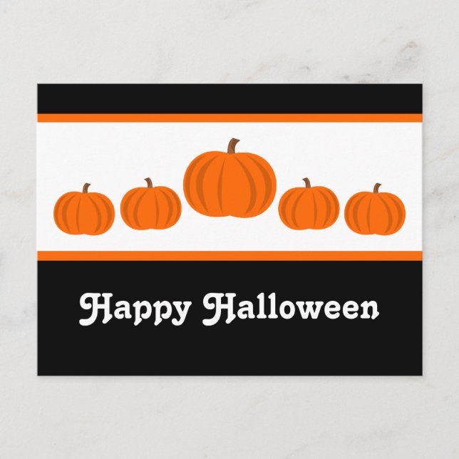 Carte postale Halloween de ligne citrouille (Devant)