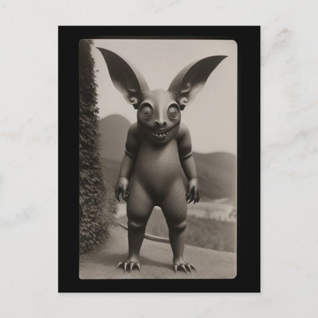 Carte postale Halloween de monstre chauve-souris é (Devant)