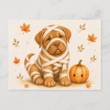 Carte postale Halloween de Mummy Dogue de Bordeaux