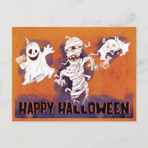Carte Postale Halloween Déplaisant éffrayant et heureux