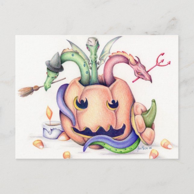 Carte postale Halloween Dragons (Devant)