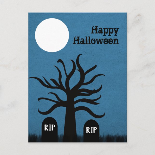 Carte postale Halloween du cimetière effrayant, bl (Devant)