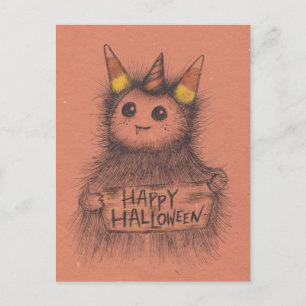 Carte Postale Halloween du monstre de maïs de bonbons