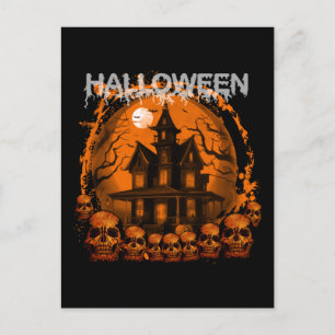 CARTE POSTALE HALLOWEEN EFFRAYANT HAUNTED HOUSE SKULLS