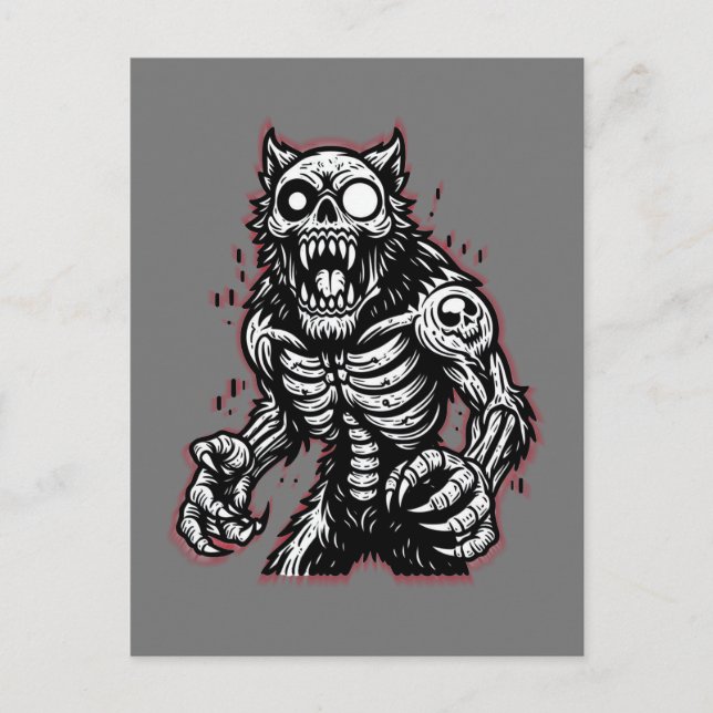 Carte Postale Halloween effrayant Zombie Werewolf (Devant)
