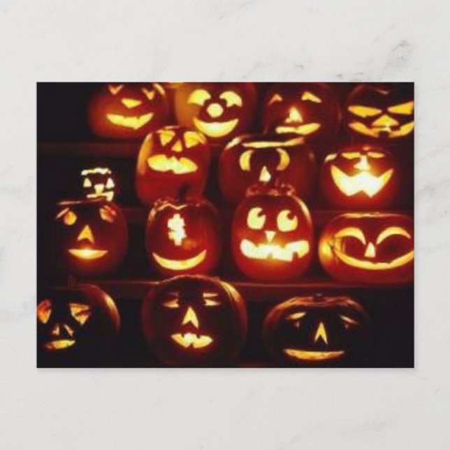 Carte postale Halloween Expressions citrouilles (Devant)