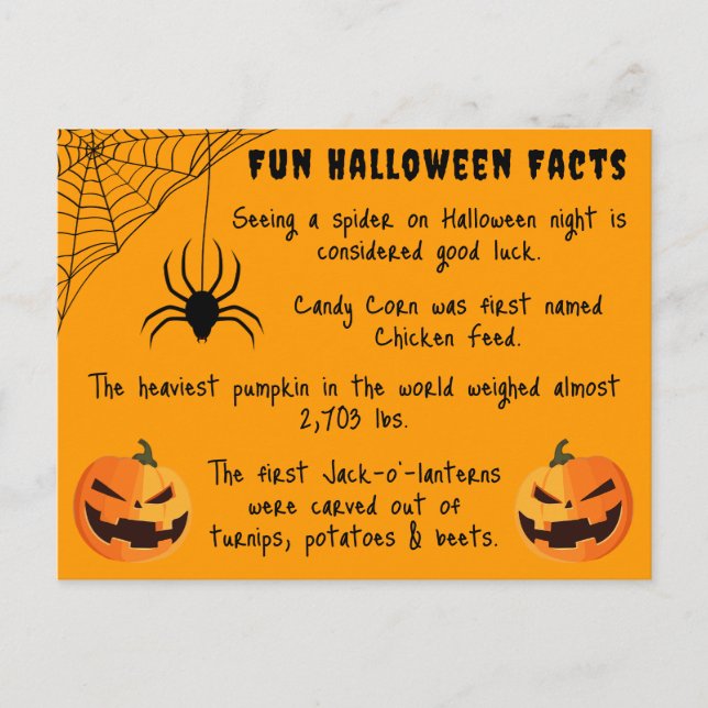 Carte Postale Halloween faits amusants (Devant)
