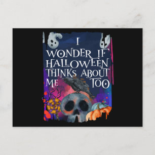Carte Postale Halloween, Fantôme De Crâne, Pense À Moi Aussi
