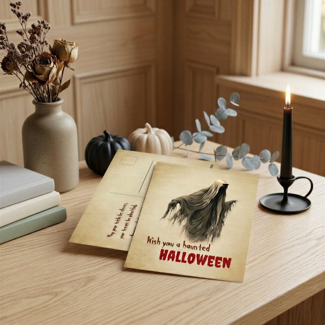 Carte postale Halloween fantôme vintage (Créateur téléchargé)