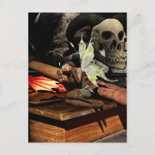 Carte Postale Halloween Fée et crâne