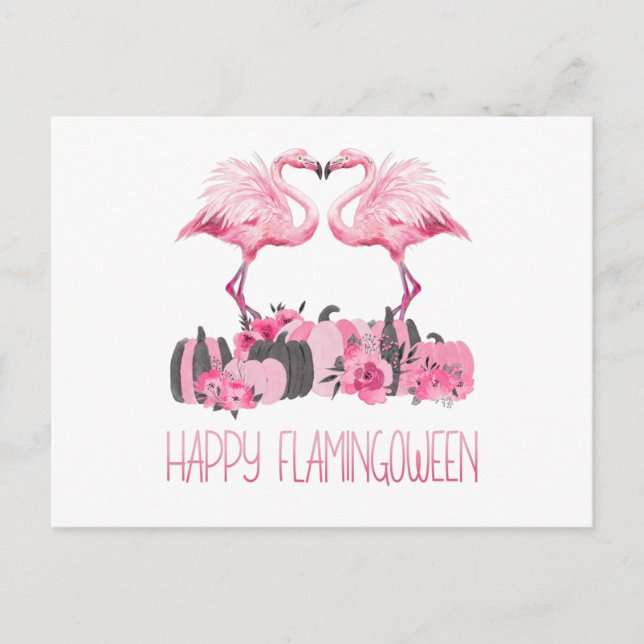 Carte Postale Halloween Flamingo Happy Flamingoween Watercolor (Devant)