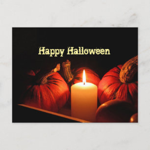 Carte Postale Halloween flamme orange citrouille photo Halloween