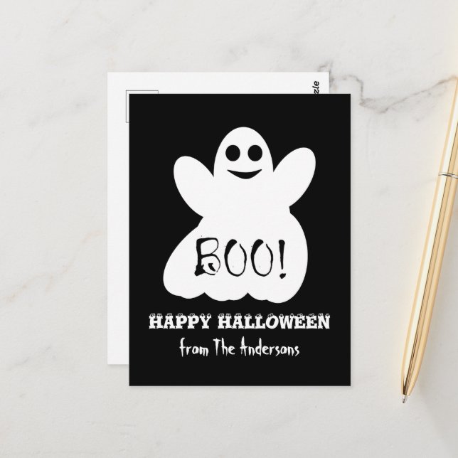 Carte postale Halloween Ghost (Devant/Arrière en situation)