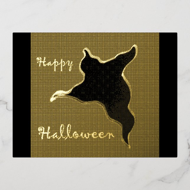 Carte postale Halloween Ghost Cartoon Gold Foil (Recto)