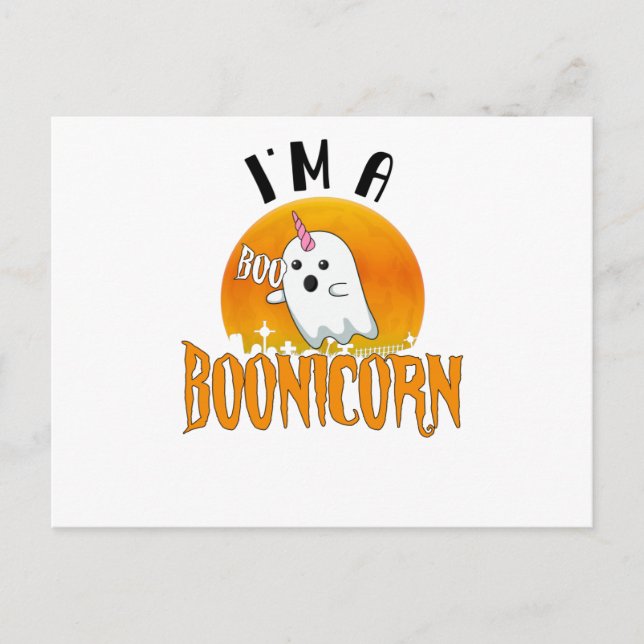 Carte Postale Halloween Ghost Spirit Boonicorn Unicorn (Devant)