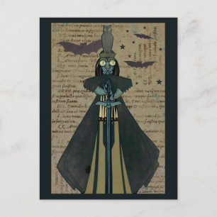 Carte Postale Halloween Ghoul Bats Owl Stars