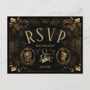 Carte Postale Halloween Golden Skeletons RSVP PostCard