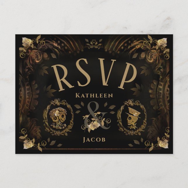 Carte Postale Halloween Golden Skeletons RSVP PostCard (Devant)